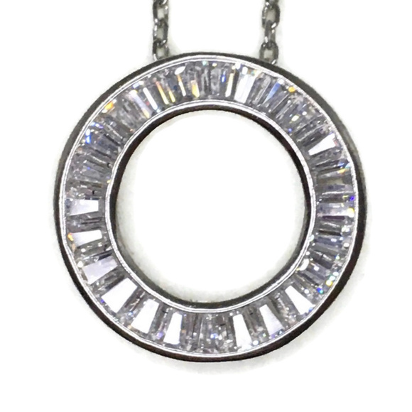 Tapered Baguette Cubic Zirconia Circle pendant - Picture 1 of 4